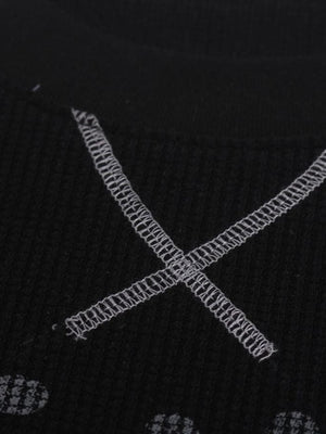Longsleeve mit Spruch – X-Naht am Ausschnitt Nahaufnahme | XoKool