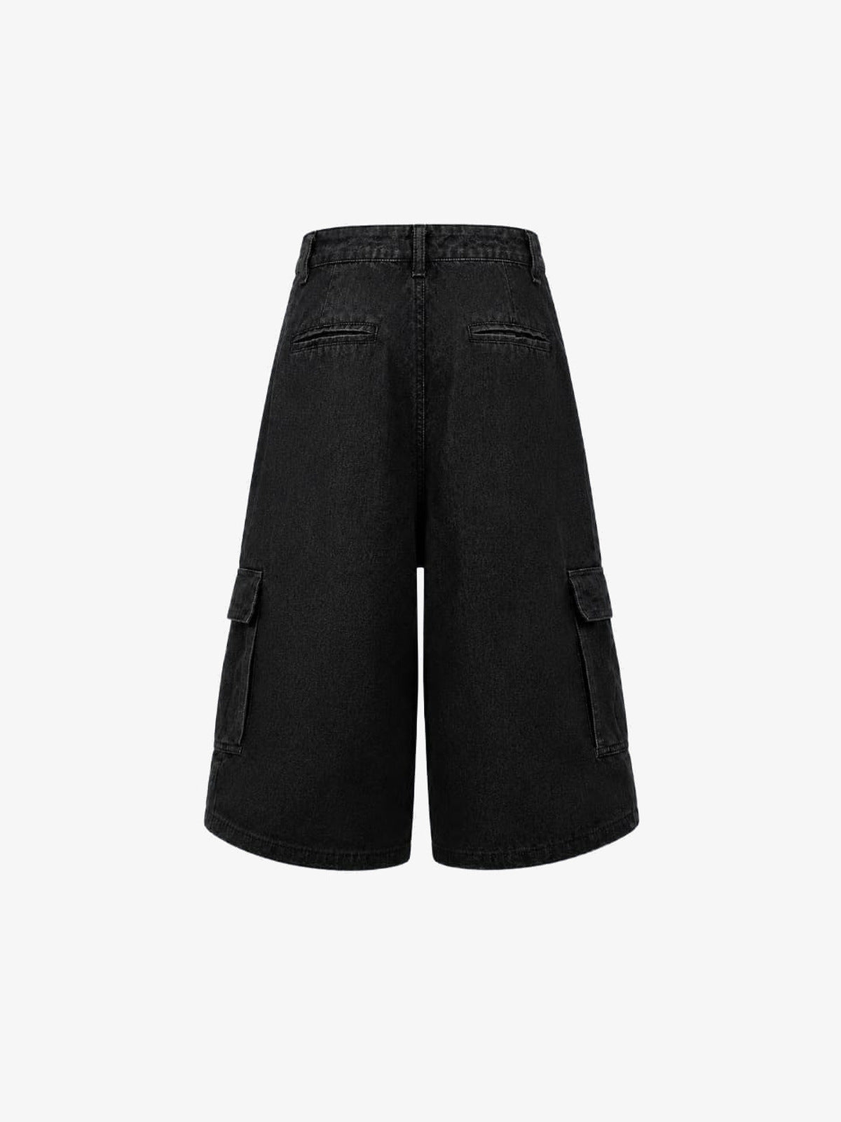 Jorts con salpicaduras de pintura – negro, espalda en plano | XoKool