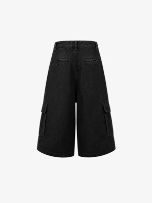 Jorts con salpicaduras de pintura – negro, espalda en plano | XoKool
