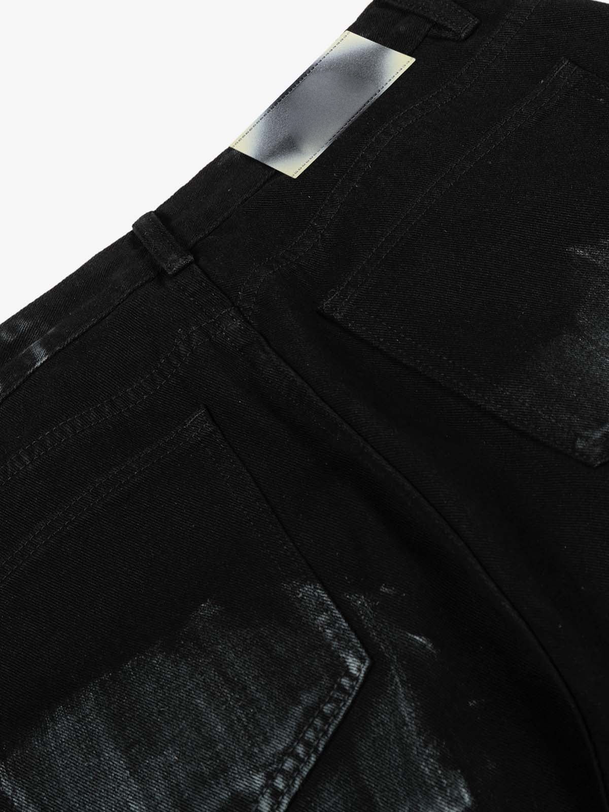 Black Painted Barrel Jeans with Rhinestone Stars – back pocket close-up | XoKool