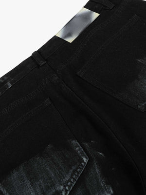 Black Painted Barrel Jeans with Rhinestone Stars – back pocket close-up | XoKool