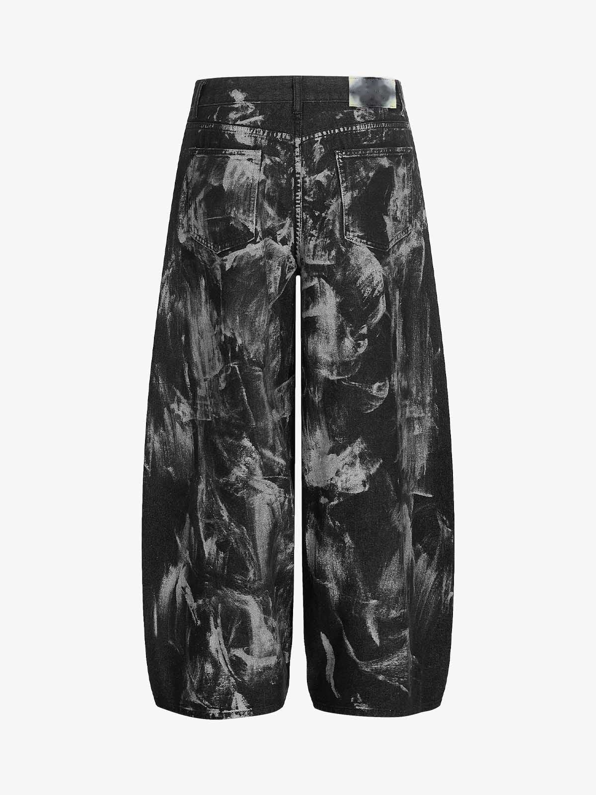 Black Painted Barrel Jeans with Studs – back view | XoKool