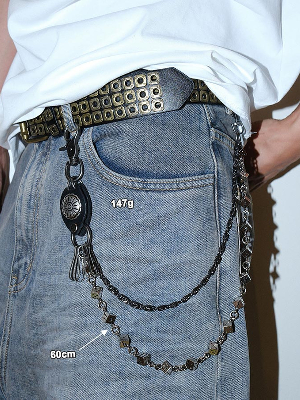 Cadena para pantalón con charms – sobre jeans, cadena de dados (60 cm) | XoKool