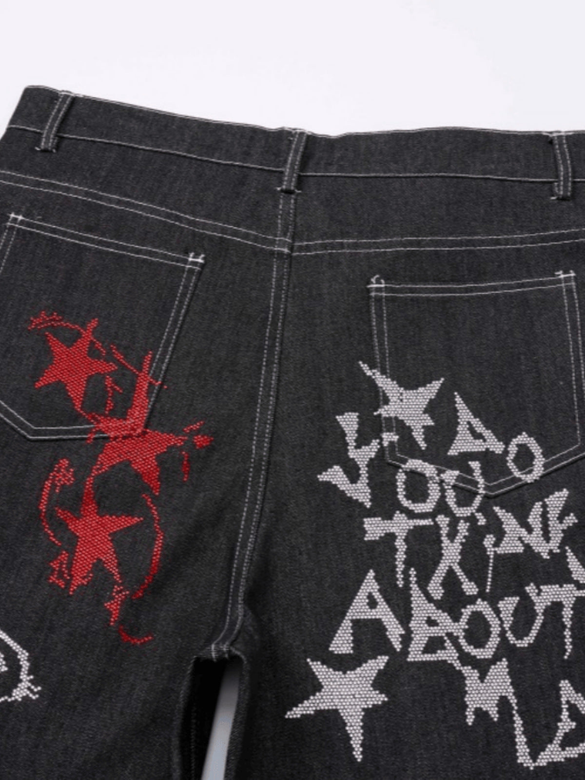 Schwarze Strass-Jeans – Strass auf den Gesäßtaschen im Detail | XoKool