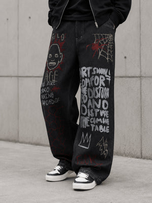Schwarze Strass-Jeans – am Model, vordere Seitenansicht | XoKool