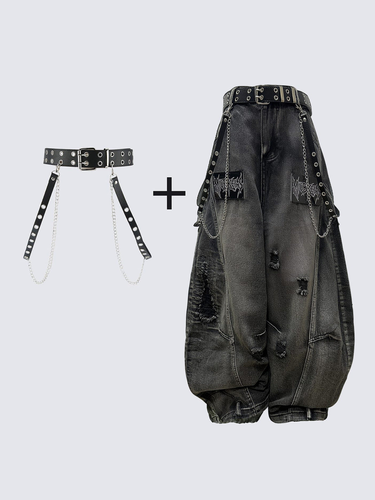 Black ripped barrel jeans – styled set | XoKool