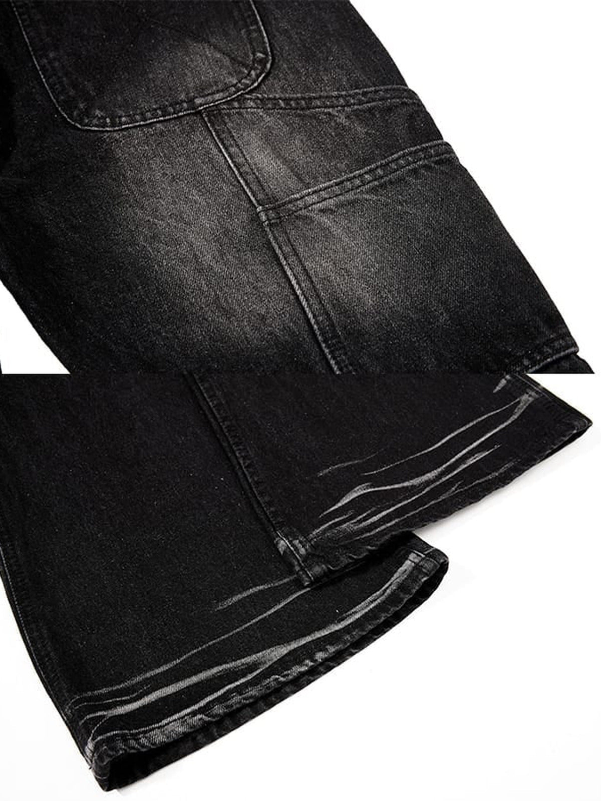 Studded flare jeans – back seam and hem collage | XoKool