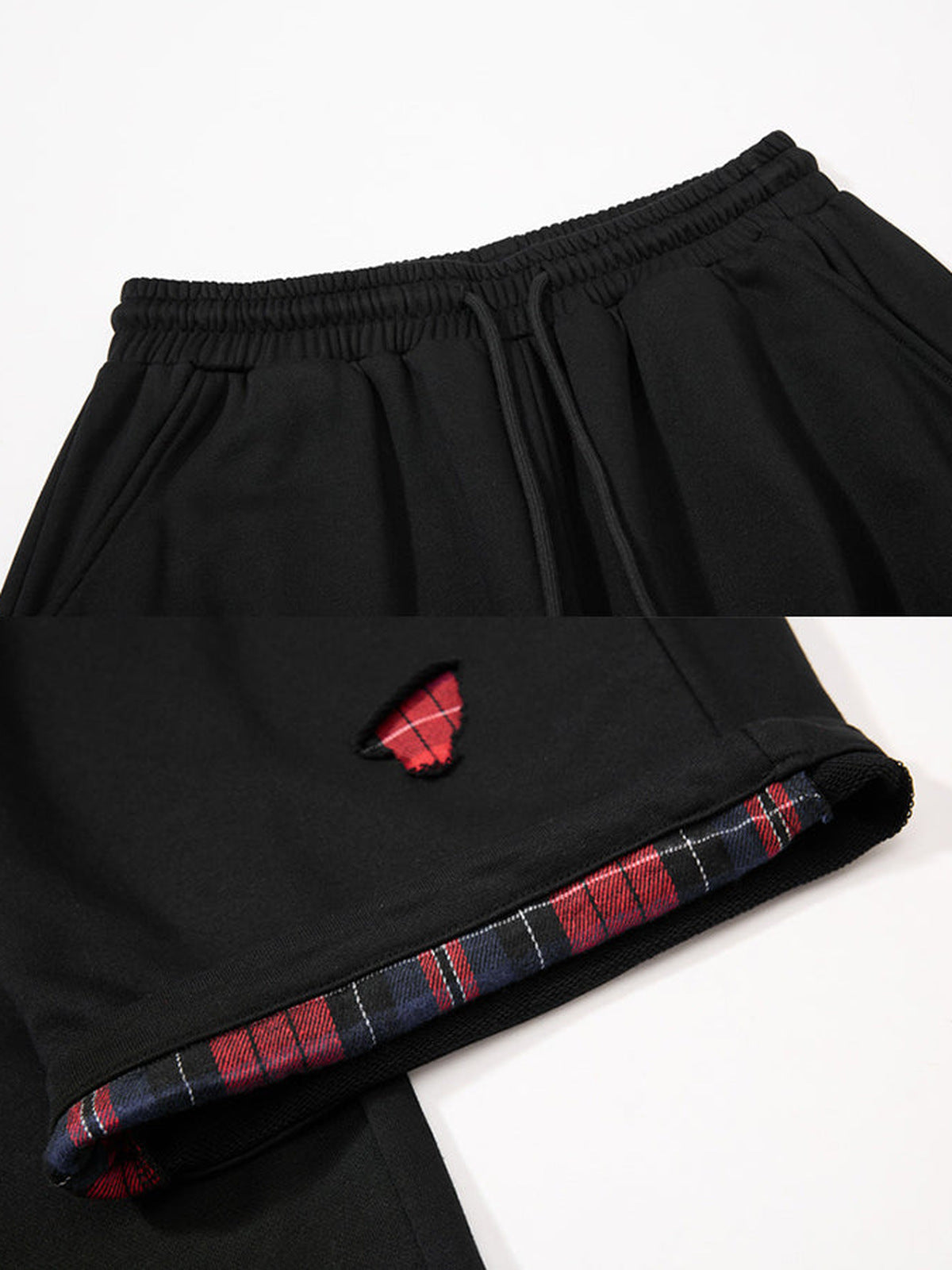 Ripped Karo Jogginghose – Bund und Karo-Saum im Detail | XoKool