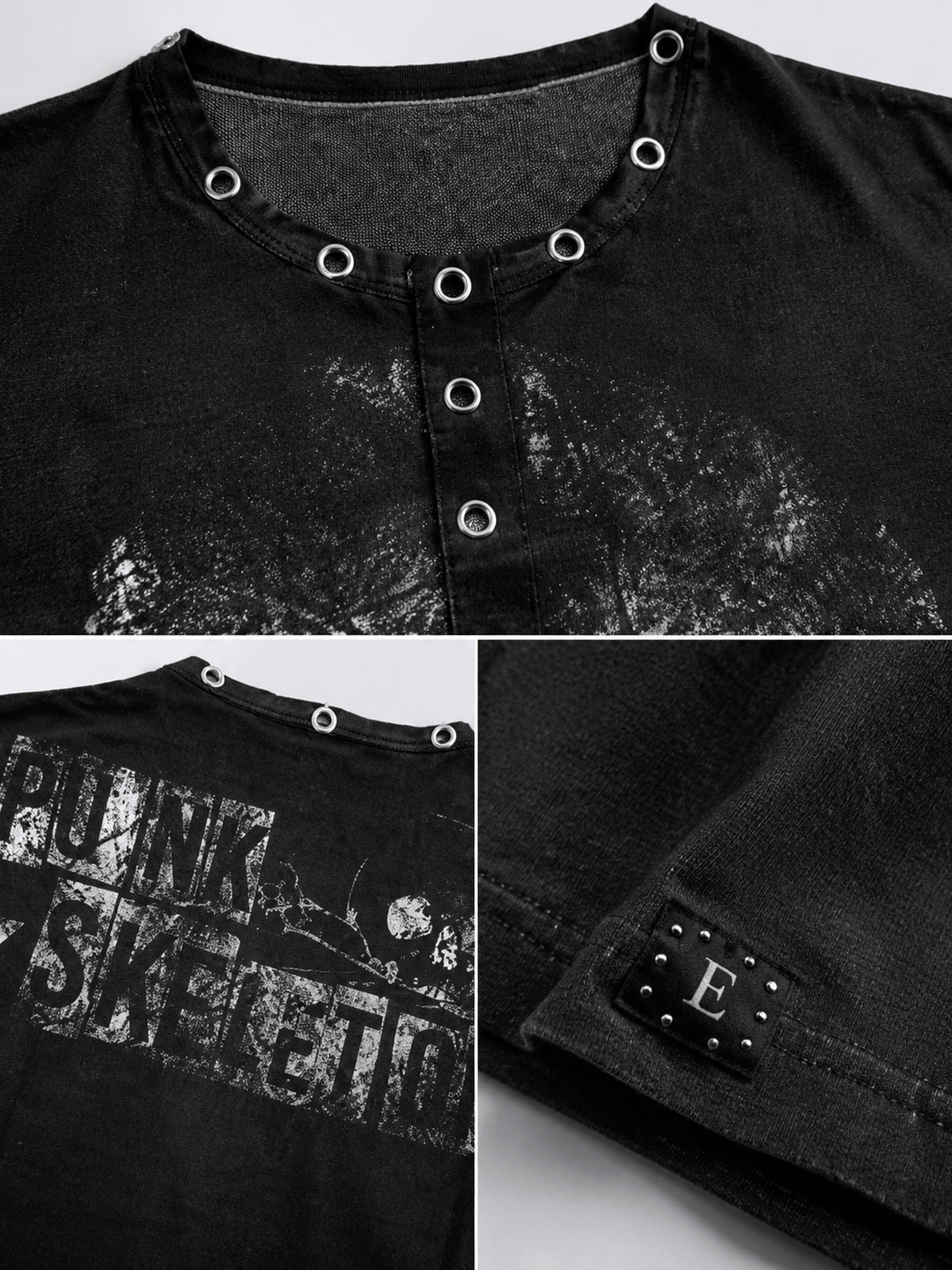 Skull t-shirt – Eyelet neckline, back print and hem tab details | XoKool