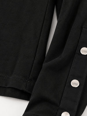 Goth stand collar long sleeve – snap cuff close-up | XoKool