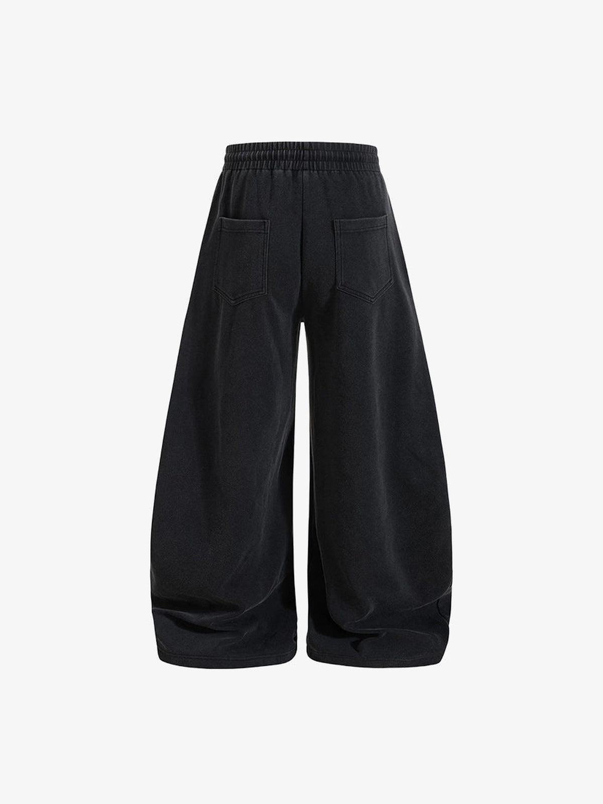 Schwarze Jogginghose mit Stern und weitem Ballonbein – Schwarz, Rückseite flach | XoKool
