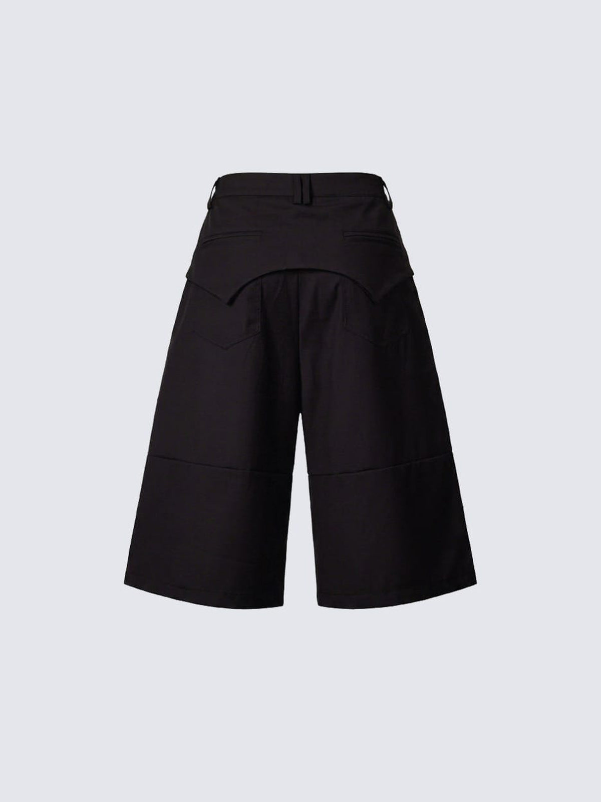 Black Tailored Shorts with Metal Buckle Straps – back flat | XoKool