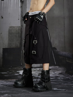 Black tailored shorts – on model, side | XoKool