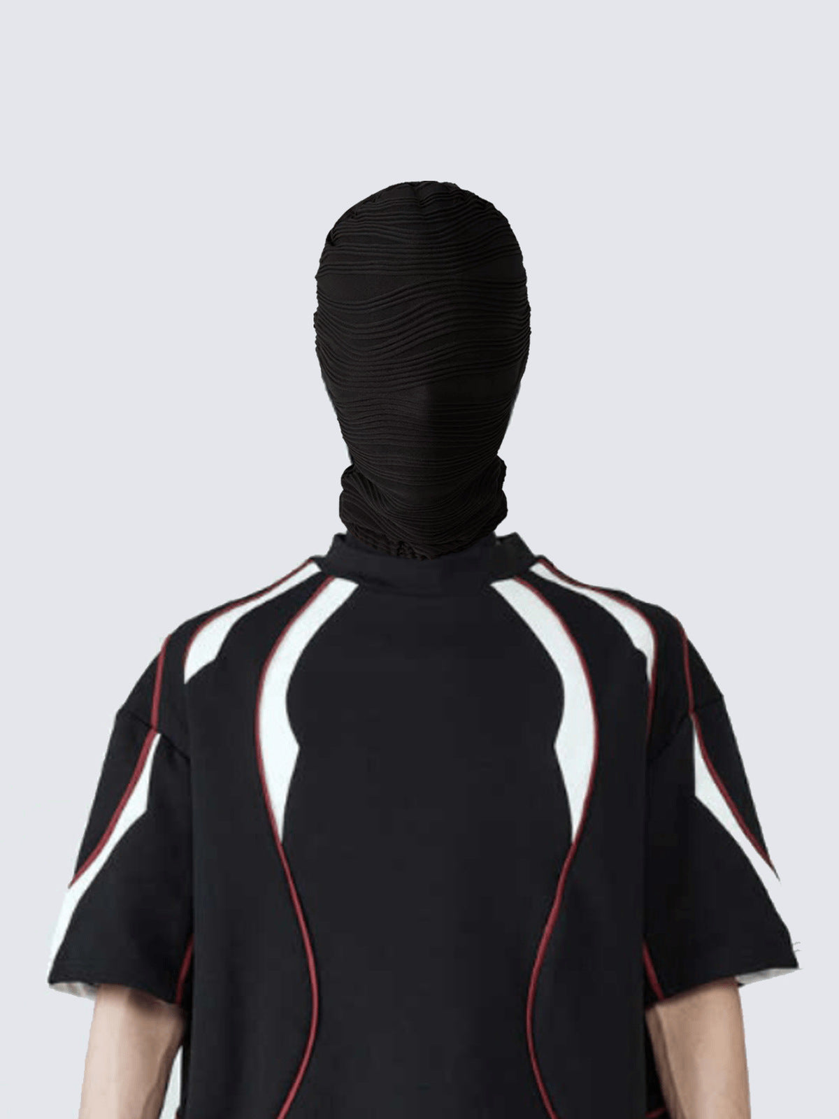 Pasamontañas negro texturizado de cara completa – en modelo, frontal | XoKool