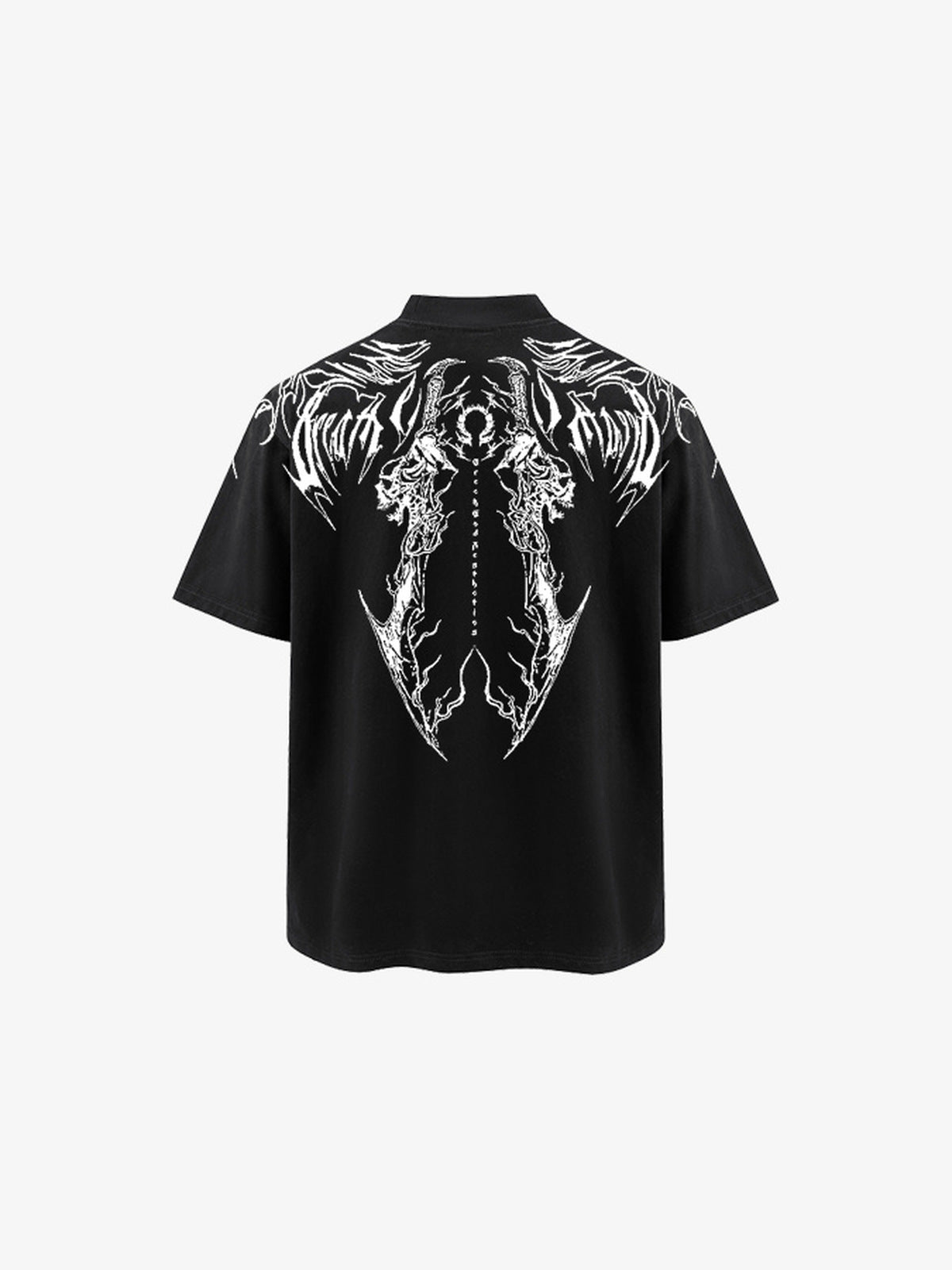 Black Tribal Back Print T-Shirt – Back flat lay | XoKool