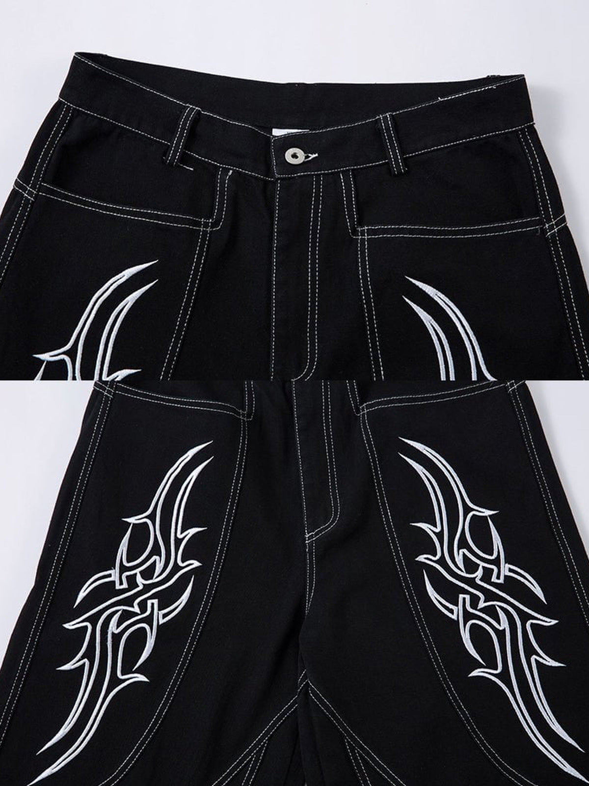 Tribal embroidered jeans – waist and embroidery close-up | XoKool