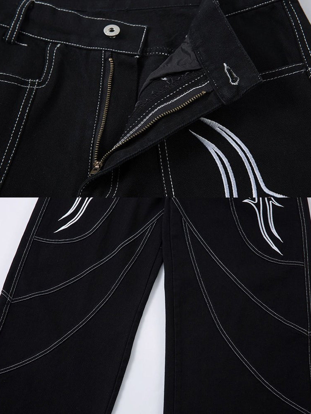 Tribal embroidered jeans – zip fly and seam close-up | XoKool