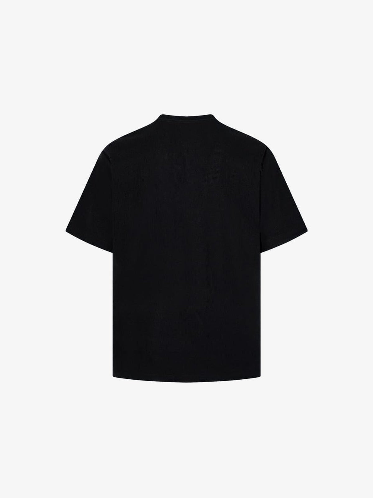 Black Waffle Knit Y2K Graphic Tee with Rhinestone Star – back view | XoKool