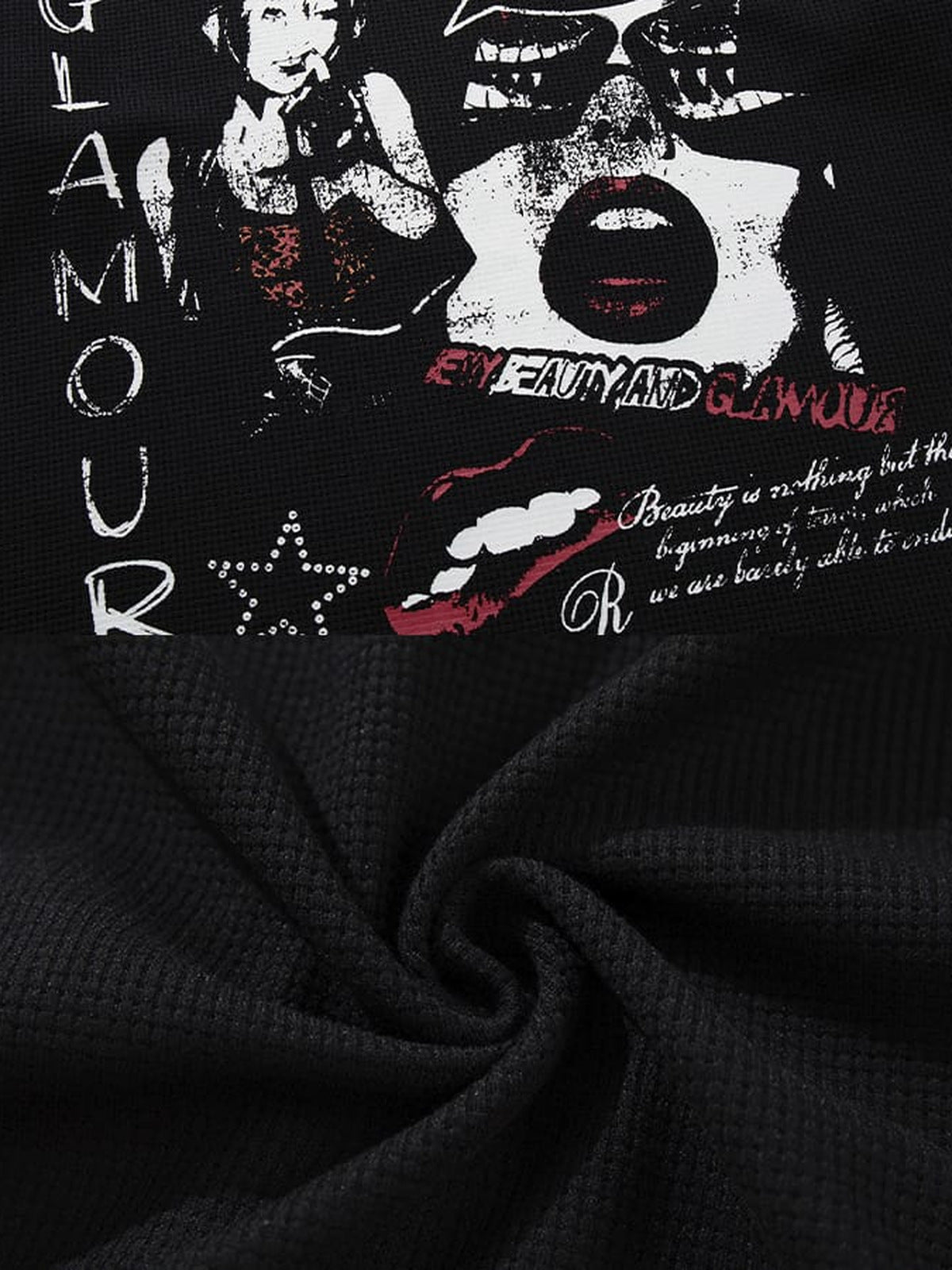 Waffle knit graphic tee – print close-up | XoKool