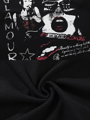 Waffle knit graphic tee – print close-up | XoKool