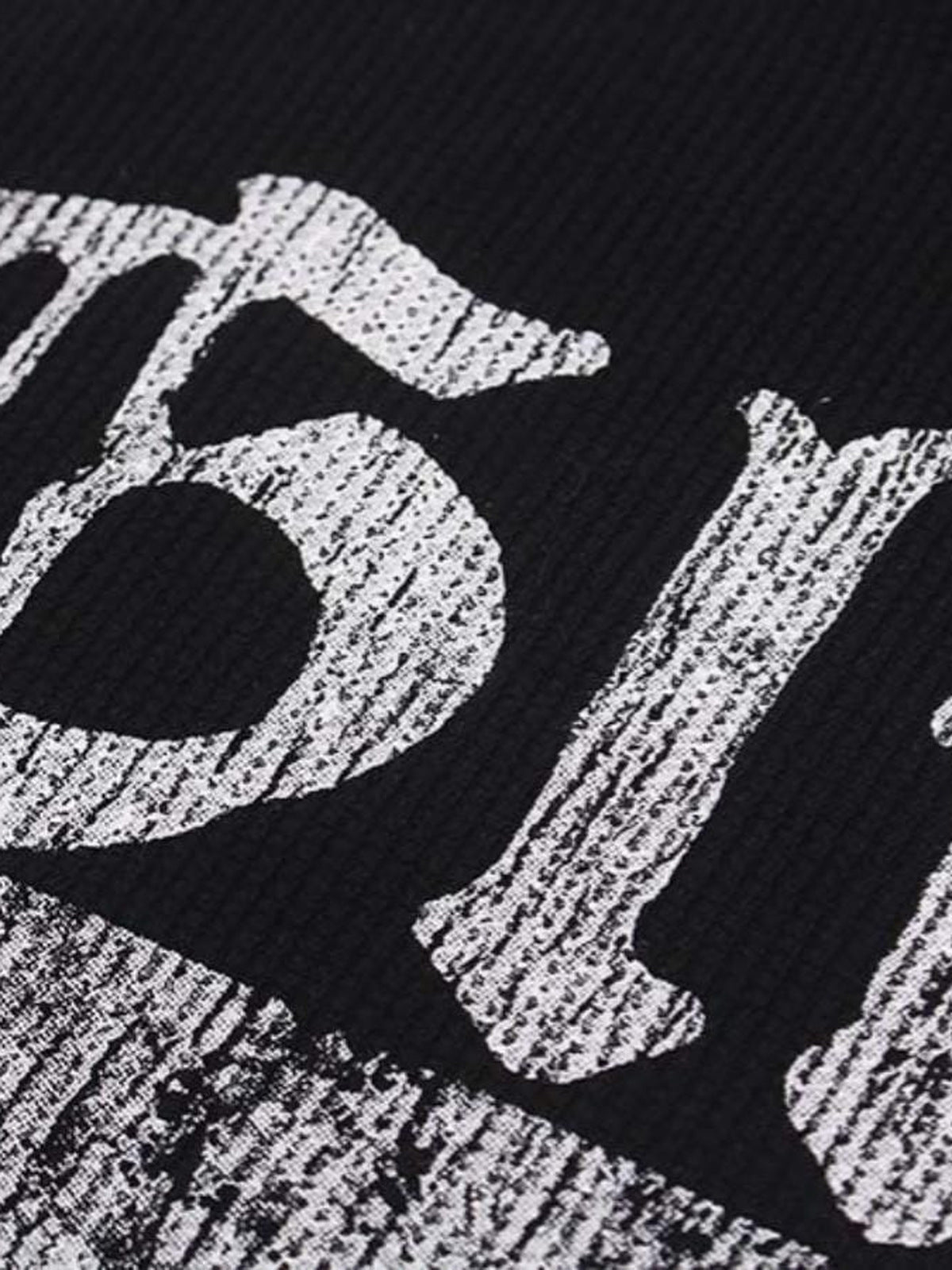 Waffle long sleeve graphic tee – lettering close-up | XoKool