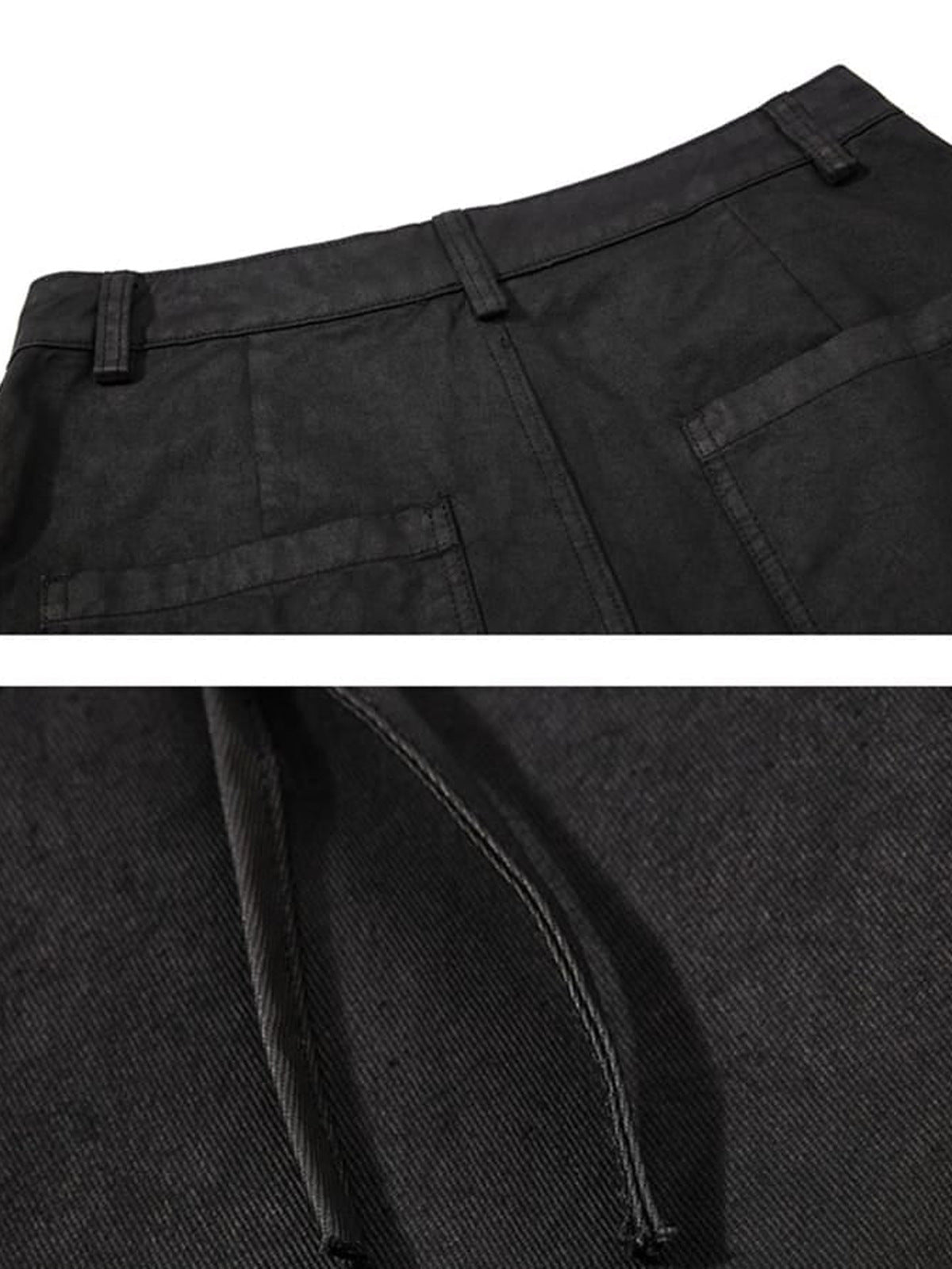 Black drawstring cargo shorts – waistband and drawstring close-up | XoKool