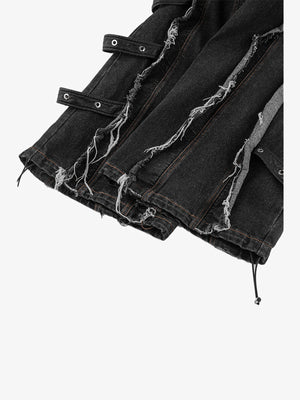 Black frayed jeans – hem tabs close-up | XoKool