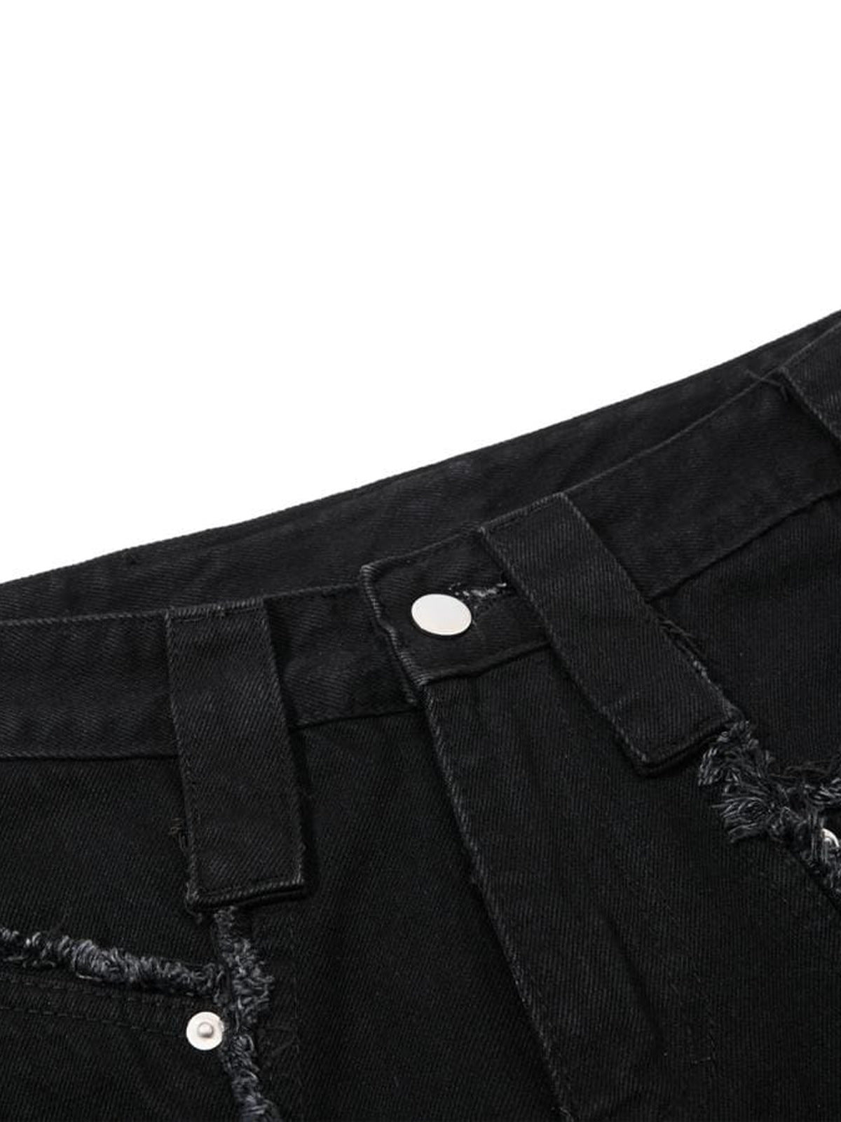 Schwarze Wide Leg Jeans mit Reißverschluss – Bund in Nahaufnahme | XoKool