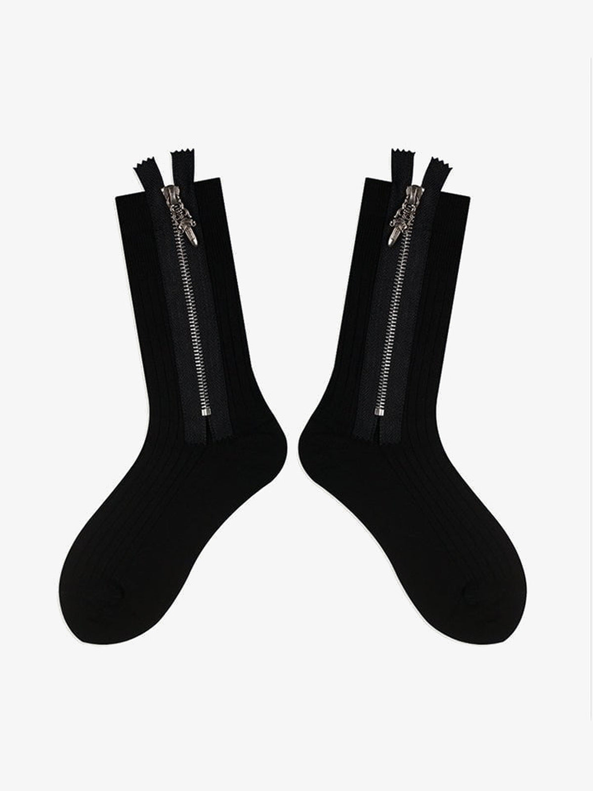 Schwarze Reißverschluss-Socken mit Dolch-Zipper – Paar, Crew-Länge, Dolch-Zipper | XoKool