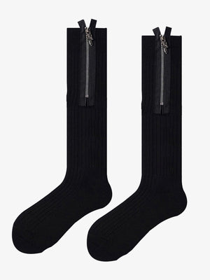 Calcetines negros con cremallera y tirador de daga – par, largo hasta la rodilla | XoKool