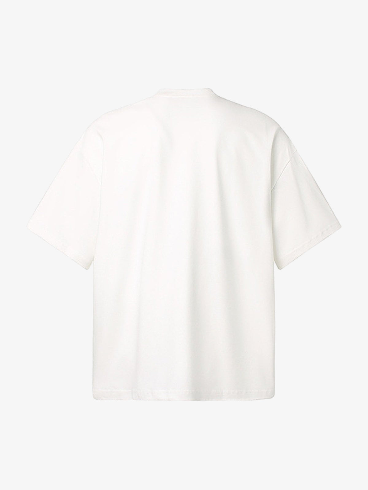 Slogan T-Shirt mit Stehkragen und rotem Distressed Print – Weiß, Rückseite | XoKool