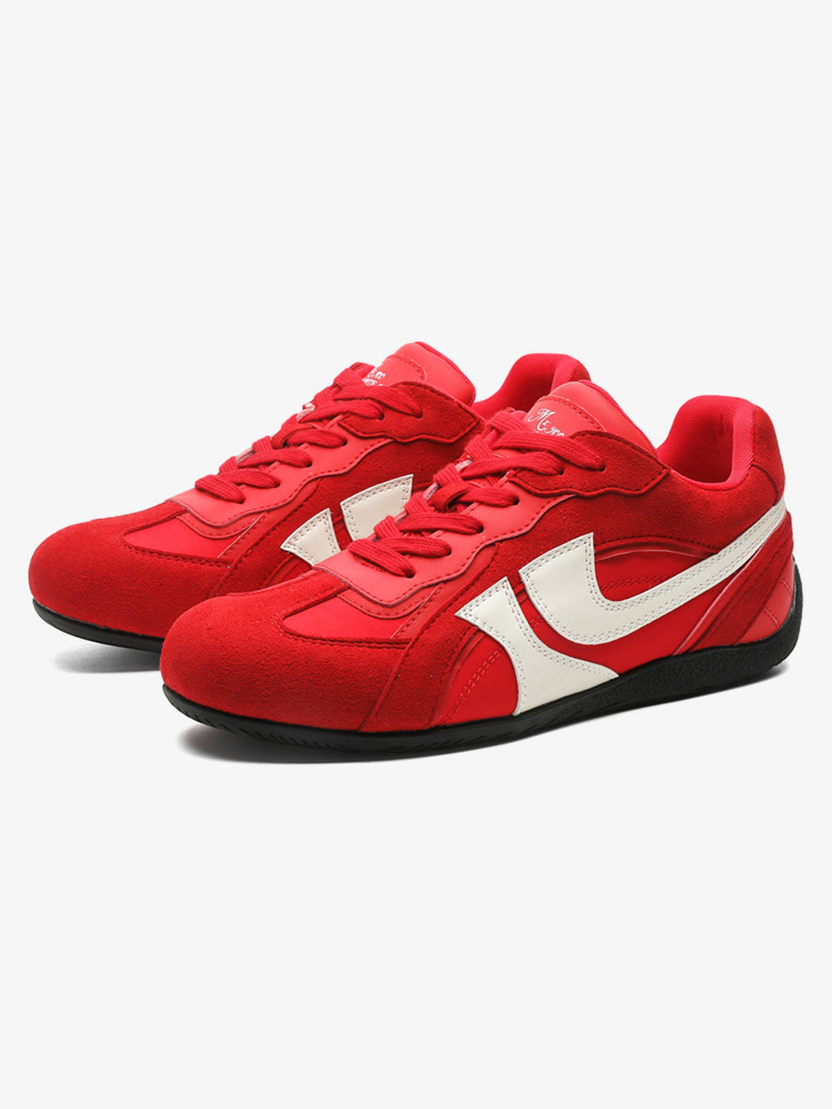Red Retro Low Profile Sneakers with Side Stripe – Red, pair | XoKool