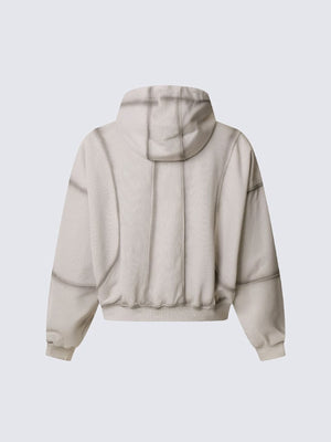 Panel zip up hoodie – Beige, back view | XoKool