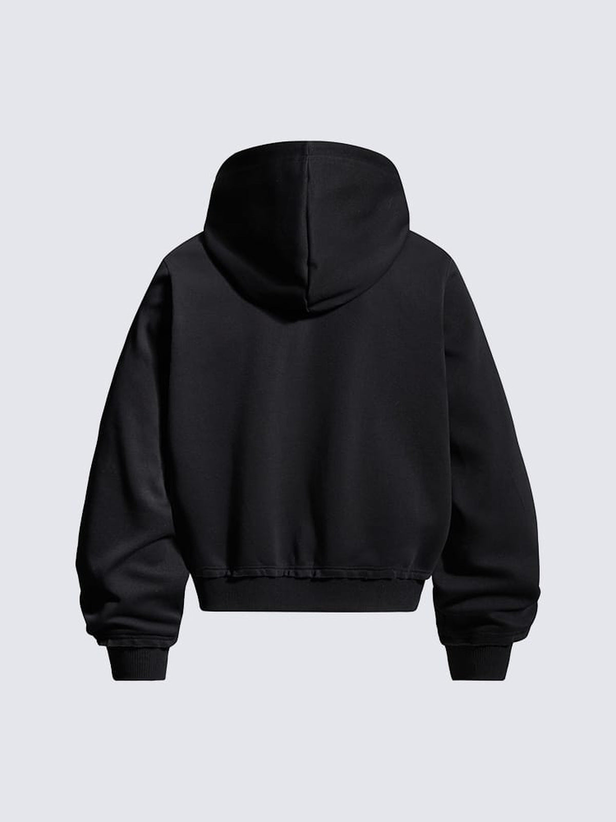 Cord loop zip up hoodie – Black, back flat | XoKool