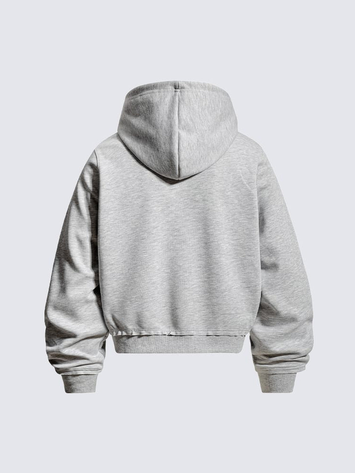 Braided Cord Cropped Zip Up Hoodie – Heather Grey, back flat | XoKool
