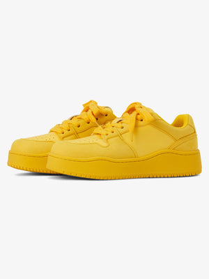 Yellow Chunky Low Top Sneakers with Tonal Overlays – Yellow, pair side | XoKool