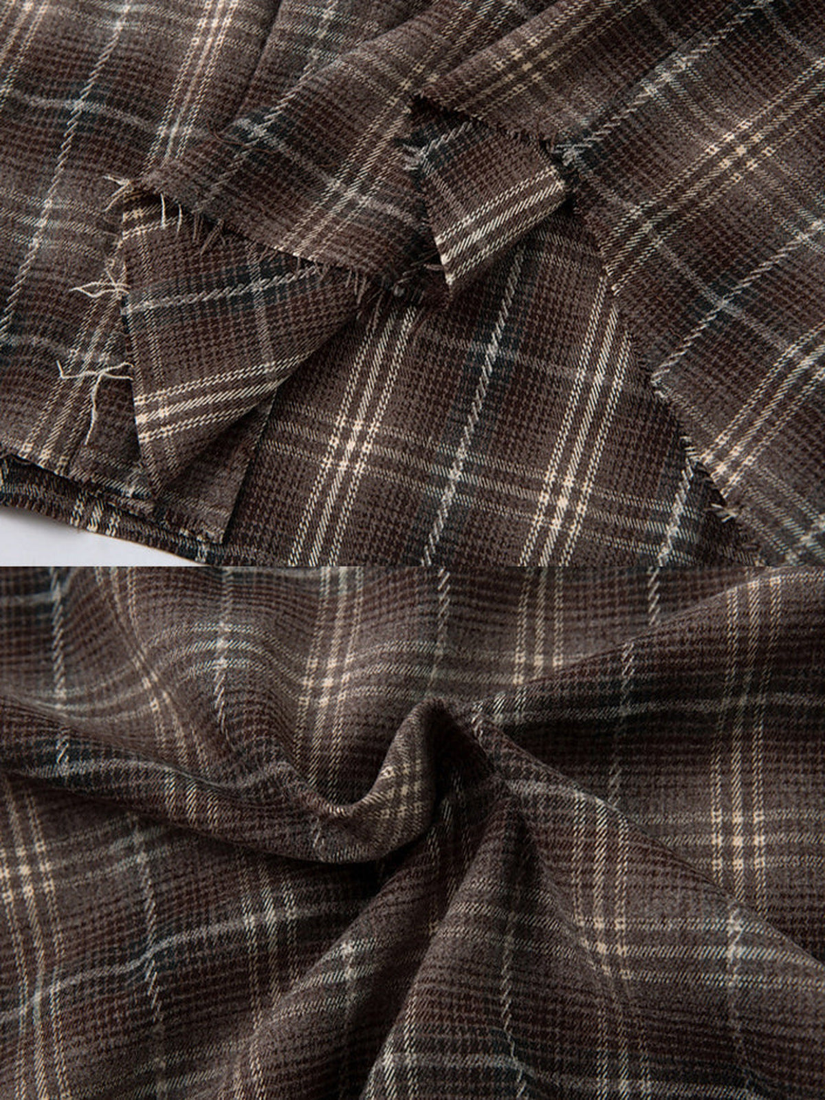 Layered plaid shirt – hem + fabric close-up | XoKool