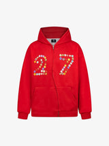 Fun Multicolor Button Print Hooded Cardigan Sweatshirt