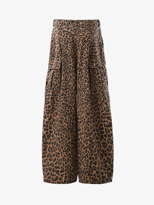 Retro Leopard Print Pleated Pocket Casual Pants - thumbnail 2