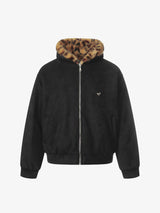 Tiger Print With Ears Hooded Fur Jacket