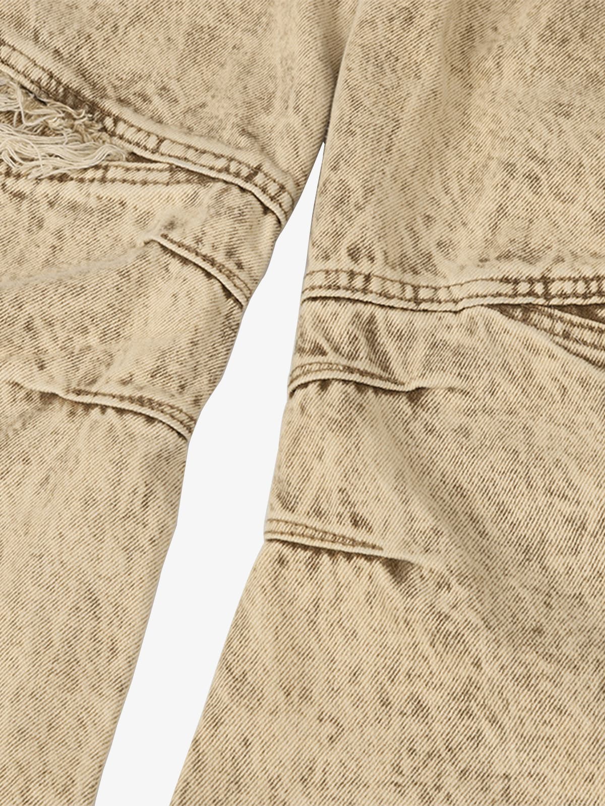 Acid Wash Moto Jeans – Leg panel seam close-up | XoKool