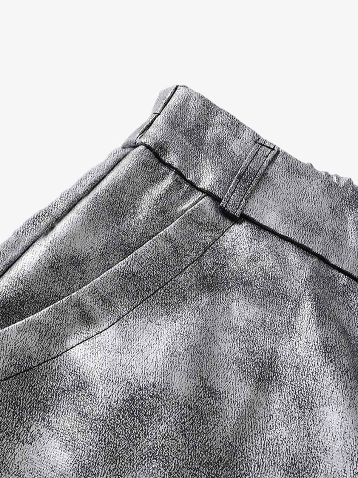 Retro Silver Loose Metallic Straight Pants - image 3
