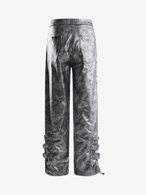 Retro Silver Loose Metallic Straight Pants - thumbnail 2