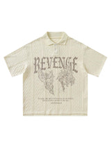 Retro Letter Print Lapel Short Sleeve Polo Shirt