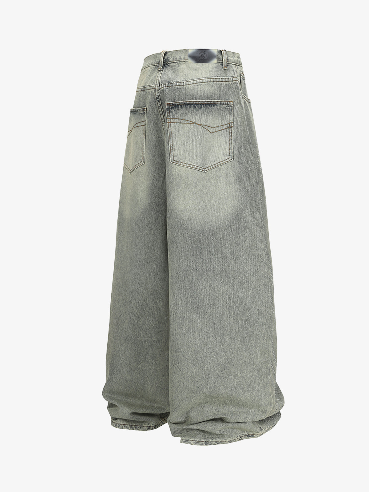 Retro Denim Rhinestone Striped Baggy Jeans