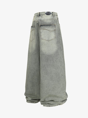 Light Wash Baggy Jeans with Rhinestone Stripes – back flat | XoKool