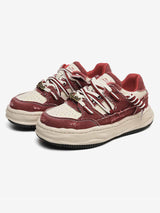 Retro Washed Denim Low Top Platform Sneakers