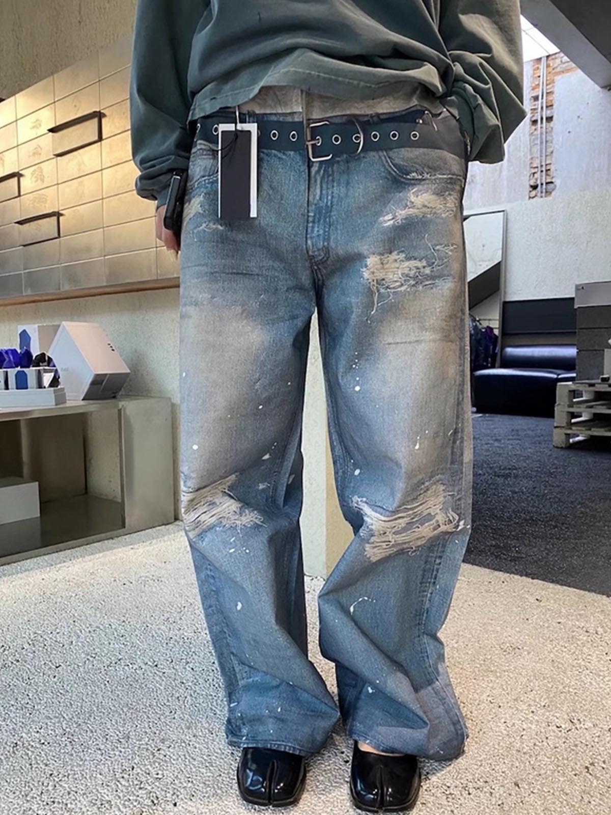 3D Print Baggy Jeans with Printed Rips – street photo, front | XoKool