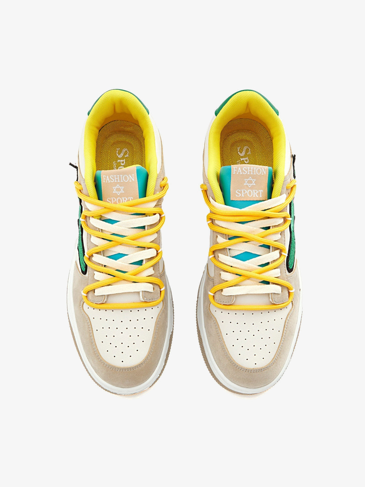 Zapatillas skate beige con parche de cactus – par, vista superior | XoKool