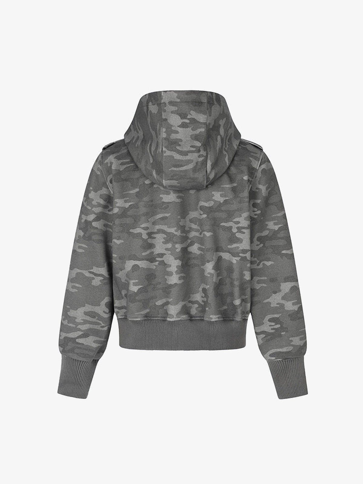 Cropped Camo Zip Hoodie mit Stern-Nieten – Camo, Rückansicht | XoKool